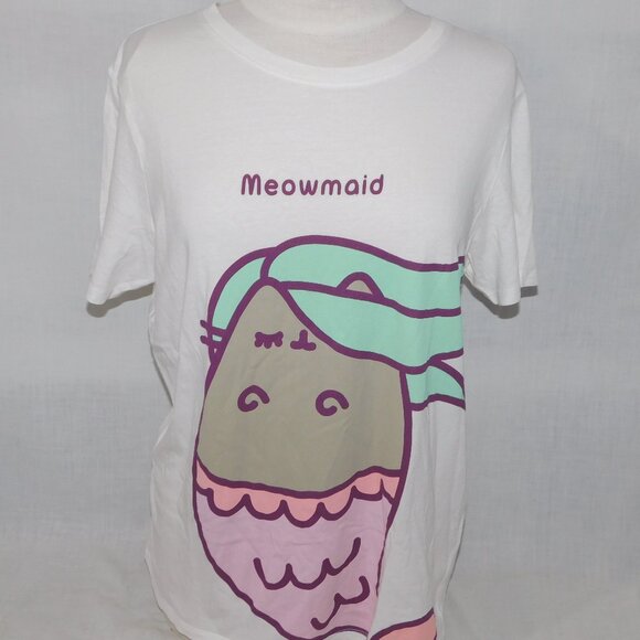 Undiz Pusheen Meowmaid Mermaid Cat Womens L Graphic T Shirt - Picture 1 of 7